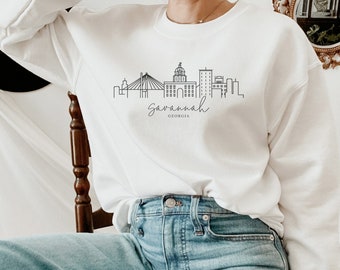 Savannah Sweatshirt, Georgia Sweatshirt, Savannah Shirt, Savannah GA Shirt, Georgia Art, Savannah Skyline Art