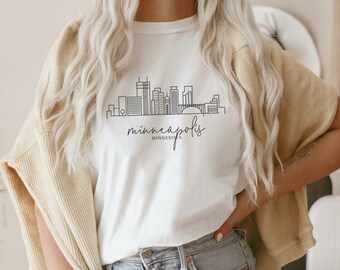 Minneapolis T-Shirt, Minneapolis Soft Tee, Minneapolis Skyline Art Shirt, Minnesota T-Shirt
