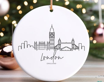 London Ornament, London Ceramic Ornament, England Souvenir, London Skyline Art, London Gifts, England Christmas Home Decor, England Gift