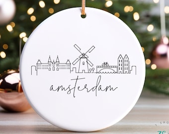 Ornamento in ceramica di Amsterdam, Skyline di Amsterdam, Souvenir di viaggio nei Paesi Bassi, Skyline di Amsterdam, Regali di Amsterdam, Arredamento per la casa dei Paesi Bassi