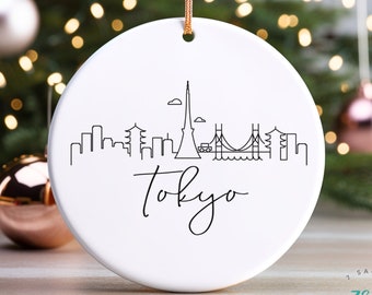Adorno de Tokio, Adorno de cerámica de Tokio, Recuerdo de Japón, Arte del horizonte de Tokio, Regalos de Tokio, Decoración del hogar de Navidad de Japón, Regalo de Japón