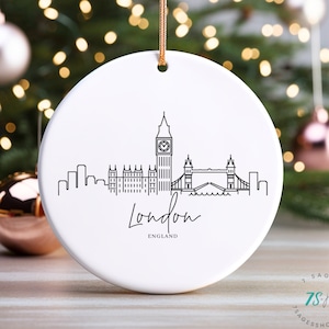 London Ornament, London Ceramic Ornament, England Souvenir, London Skyline Art, London Gifts, England Christmas Home Decor, England Gift