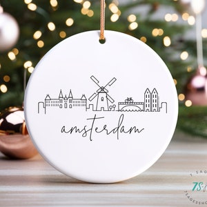 Amsterdam Ceramic Ornament, Amsterdam Skyline, Netherlands Trip Souvenir, Amsterdam Skyline, Amsterdam Gifts, Netherlands Home Decor