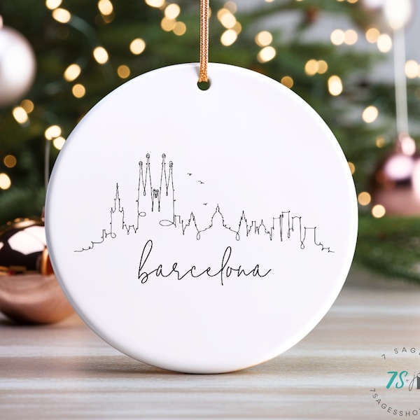 Barcelona Ornament, Barcelona Ceramic Ornament, Spain Souvenir, Barcelona Skyline Art, Barcelona Gift Souvenir, Spain Christmas Gift