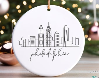 Philadelphia Ornament, Philadelphia Ceramic Ornament, Christmas, Philadelphia Gift Souvenir, Philadelphia Skyline Art, Pennsylvania Trip