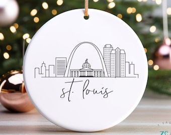 St Louis Ornament, St Louis Ceramic Ornament, Missouri Souvenir, St Louis Skyline, St Louis Gift Souvenir, Missouri Christmas Moving Gift