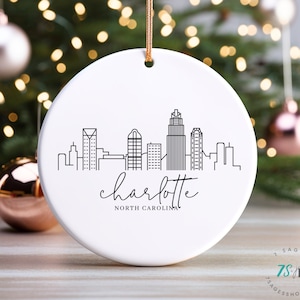 Charlotte Ornament, Charlotte Ceramic Ornament, North Carolina Gift, Charlotte Skyline Art, Charlotte Souvenir, North Carolina Moving Gift