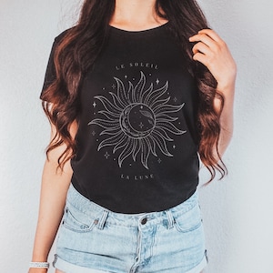 Le Soleil La Lune Tshirt, Sun Shirt, Mystic Boho Tshirt, Mystic Sun Shirt