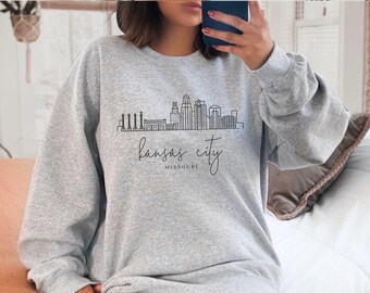 Bluza Kansas City, Kansas City Skyline, Sztuka pejzażu miejskiego, Koszula, Bluza Missouri, Miękki okrągły dekolt