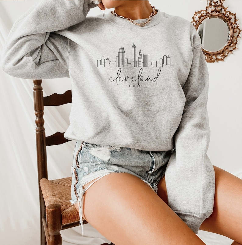 Cleveland Sweatshirt, Cleveland Shirt, Ohio Sweatshirt, Cleveland Ohio Soft Crewneck Sport Grey