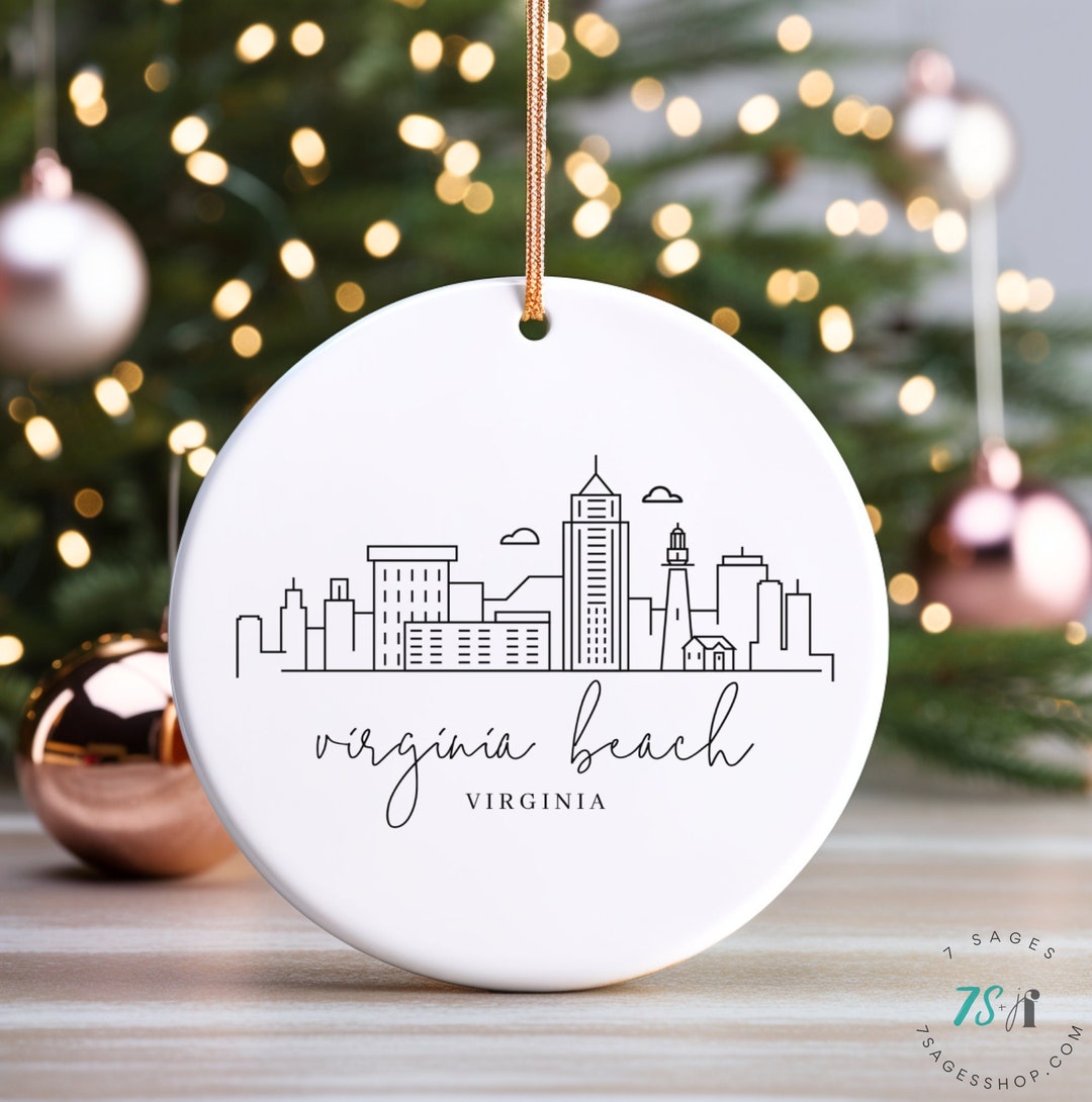 Virginia Beach Ornament, Virginia Beach Christmas Ornament, Virginia
