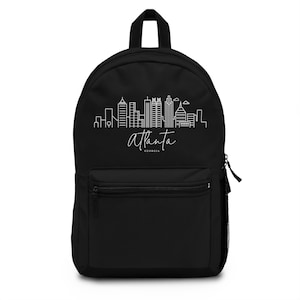 Atlanta Backpack, Atlanta Cityscape Backpack, Georgia Skyline Art, Black Travel Backpack, Back to School Gift, Durable Backpack