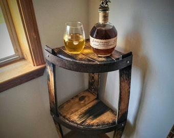Corner bourbon barrel table