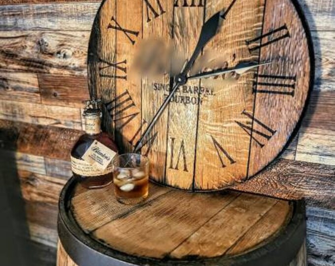 100 Customizable Bourbon Whiskey Barrel Head Clock Etsy