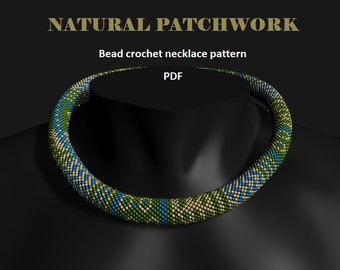 Natural Patchwork. Bead crochet rope pattern, PDF pattern, DIY, beaded necklace, bead crocheting