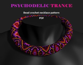Psychodelic Trance. Bead crochet rope pattern, PDF pattern, DIY, beaded necklace, bead crocheting