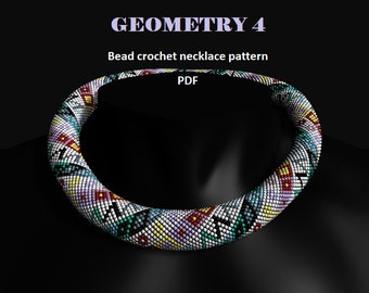 Geometry 4. Bead crochet rope pattern, PDF pattern, DIY, beaded necklace, bead crocheting