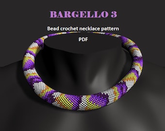 Bargello 3. Bead crochet rope pattern, PDF pattern, DIY, beaded necklace, bead crocheting