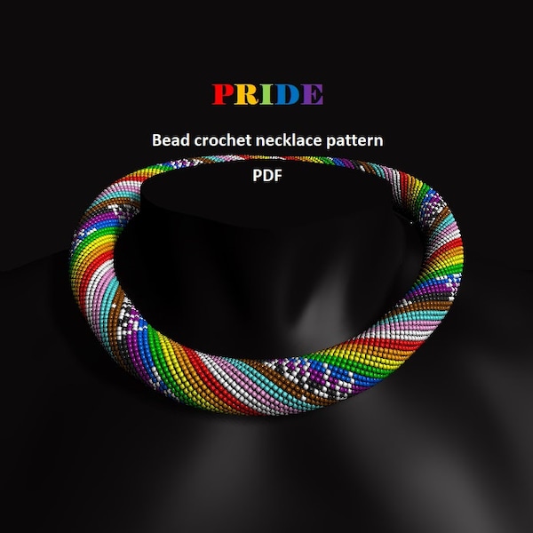 Pride. Bead crochet rope pattern PDF pattern DIY beaded necklace bead crocheting, rainbow necklace, crocheted necklace, beaded, unisex