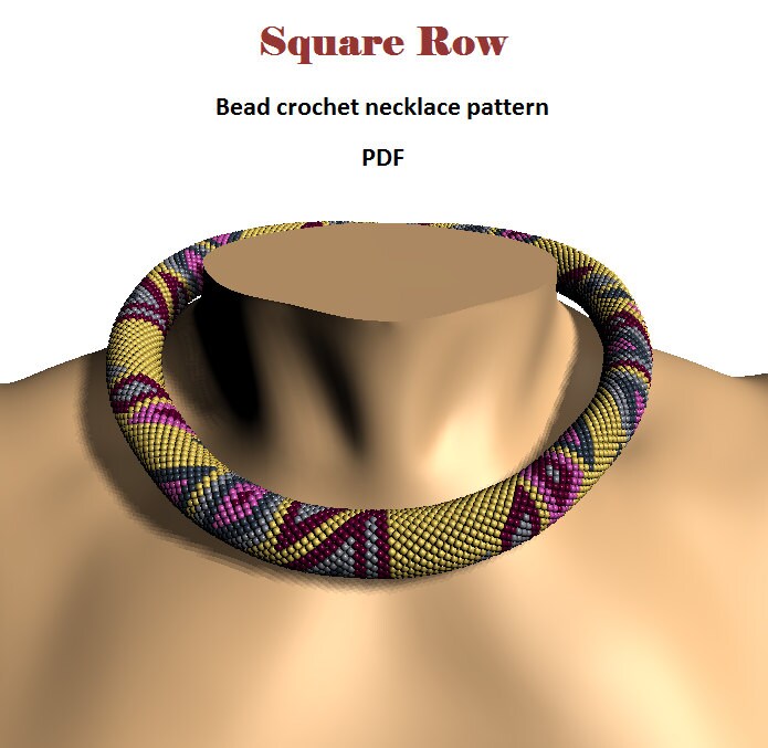 Square Row. Bead Crochet Rope Pattern, PDF Pattern, DIY, Beaded ...