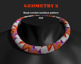 Geometry 2. Bead crochet rope pattern, PDF pattern, DIY, beaded necklace, bead crocheting