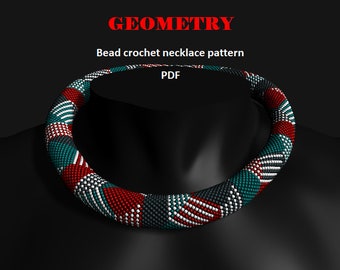 Geometry. Bead crochet rope pattern, PDF pattern, DIY, beaded necklace, bead crocheting