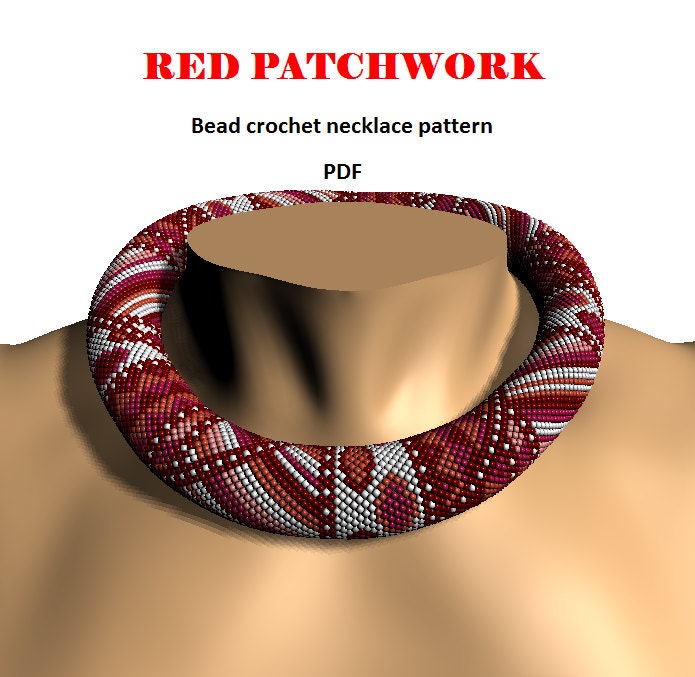 Red Patchwork. Bead Crochet Rope Pattern, PDF Pattern, DIY, Beaded ...