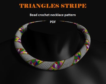 Triangles stripe. Bead crochet rope pattern, PDF pattern, DIY, beaded necklace, bead crocheting, Christmas gift, winter necklace