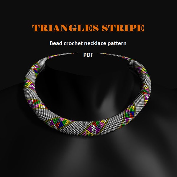 Triangles stripe. Bead crochet rope pattern, PDF pattern, DIY, beaded necklace, bead crocheting, Christmas gift, winter necklace