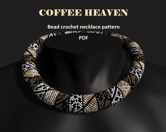 Coffee Heaven. Bead crochet rope pattern, PDF pattern, DIY, beaded necklace, bead crocheting