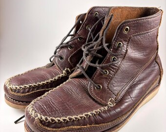 Vintage Brown Leather ROCKY Western Ankle Boots - Men display picture 1