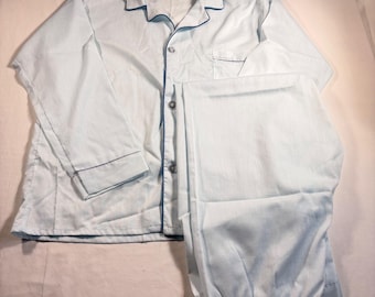 Vintage Olina Mens Pajama  Lounge Set Light Blue Cotton Blend Long Sleeve