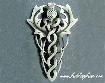 KILT PIN, Scottish Thistle  Kilt Pin, Celtic Knotwork Kilt Pin, SCOTTISH Men's Kilt Pin (#JPEW5966)