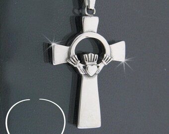 316 L Stainless Steel Claddagh Cross (Collar29) Irish Cross