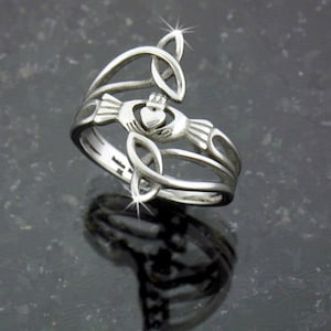 Modern "Take Me Home" Claddagh & Trinity Ring, s76, Stainless Steel Ring, Claddaugh Ring, Irish Jewelry, Celtic Jewelry (S76)