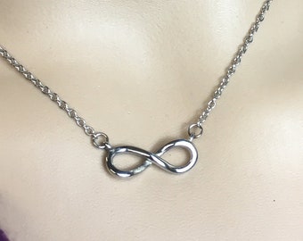 Infinity Knot Necklace (S315)  Weddings, lovers, friendships, anniversary, No beginning or end