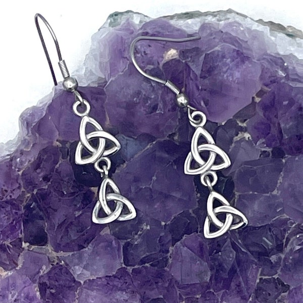 Double Trinity Knot Dangle Earrings (Hm153)