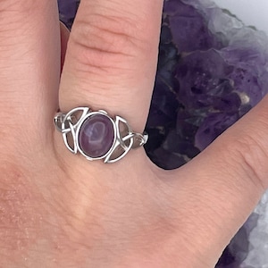 Sterling Silver Trinity Amethyst Ring (CSS7)