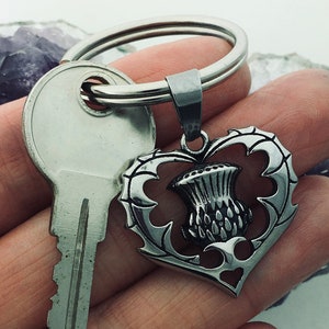 Scottish Thistle Heart KEY Ring, (KEY-S224) Thistle  kEY  Men and Woman key