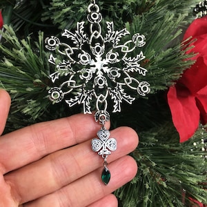 Scottish Thistle IRISH Shamrock SnowWonders® Snowflake Ornament/Pendant, CSF5233,  Scots Irish ornament