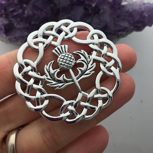 Celtic-knot Scottish Thistle Brooch/Pendant ,(#JPEW6074)  Stunning Eternity Celtic Knot. Celtic Jewelry, Celtic Pin