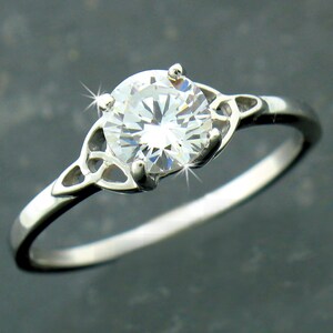 Sterling Silver Trinity Knot 6mm CZ Ring,  bq1001, Celtic Engagement ring, Trinity Wedding ring,Silver Ring, Celtic Ring (#BQ1001)