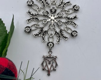 Highland Scottish Thistle/Luckenbooth  SnowWonders® Snowflake Ornament/Pendant,(CSF4), Scottish Thistle Gift, Scottish Emblem Christmas