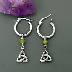 Connemara  Trinity knot Hoop  Earrings Ireland (S183S) Turquoise Celtic Irish Hoop Earrings