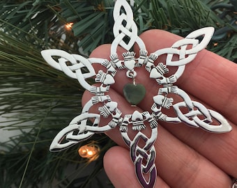 Irish Claddagh Connemara Heart SnowWonders® Snowflake Ornament, (5235connemara)   Package Decoration, Irish Ornament, Irish gift