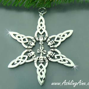 Irish Shamrock &Claddagh SnowWonders® Snowflake Ornament, 5235, Shamrock ornament,  Package Decoration, Irish Ornament, Irish gift