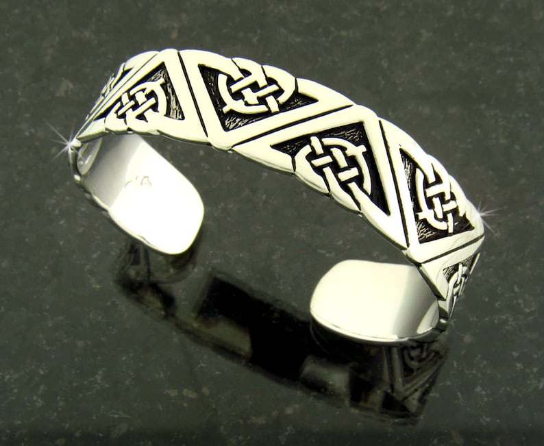 Pewter Geometric Celtic Cuff Bracelet 5226 Irish Knot Work Etsy