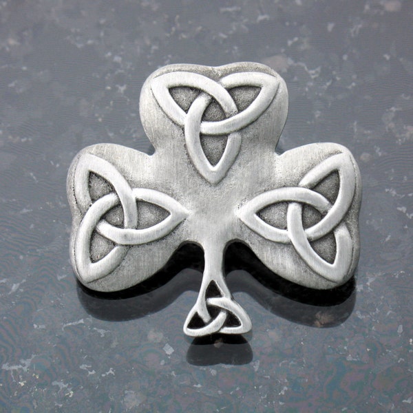 Hand Brushed Shamrock & Trinity Pin/Pendant (RPEW37), Irish Sash Pin, Traditional Irish Sweater Pin, scarf pin