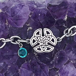 CELTIC knot PERSONALIZED Charm bracelet,Wings of an Angel (HM137)Birthstone Charm Bracelet Irish, Scottish, Highland, Mother's bracelet