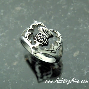 Scottish Thistle Heart Ring, s221